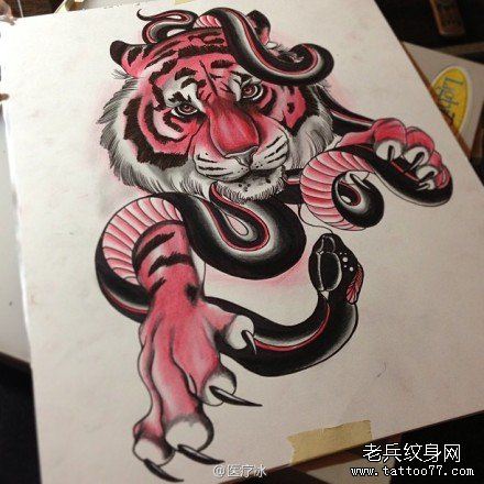 流行流行的虎头纹身图案