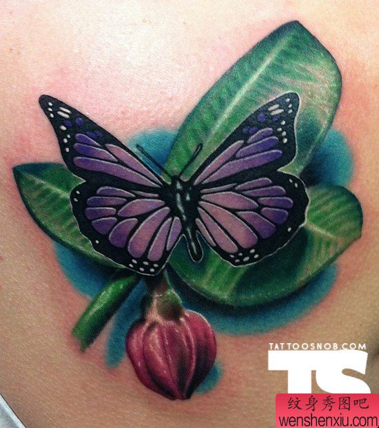 给大家一幅精致小蝴蝶纹身图案