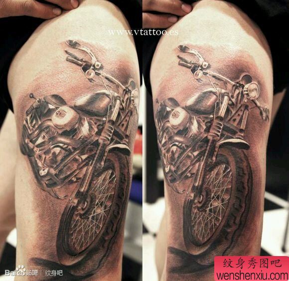 个性的摩托车纹身图案