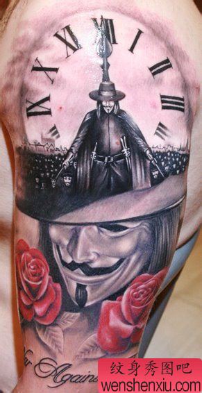 一幅V字仇杀队纹身图案