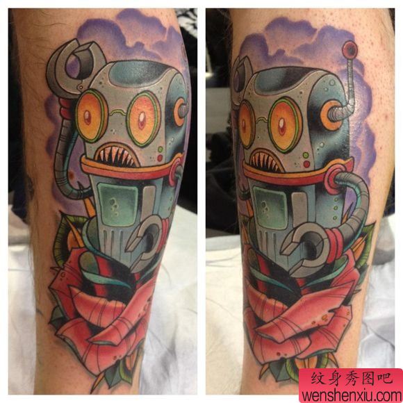 推荐一幅school风格机器人纹身图片