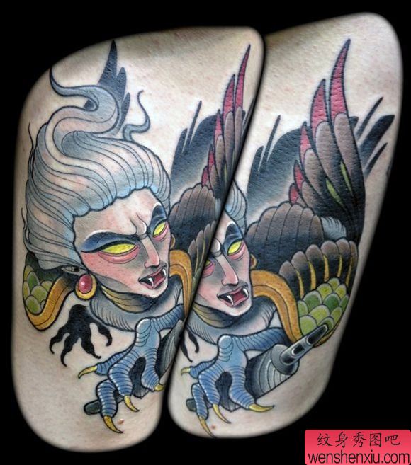 一幅school风格的纹身图案