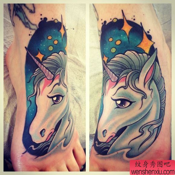 推荐一幅可爱独角兽纹身图案
