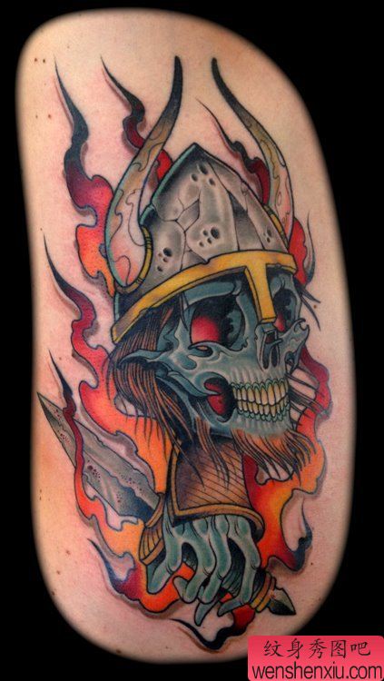一幅霸气欧美风格骷髅纹身图案