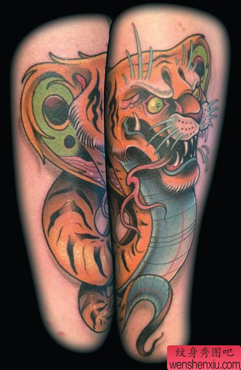 欣赏一幅欧美搞怪老虎纹身图案
