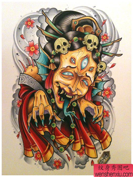 推荐一幅school风格女性纹身手稿