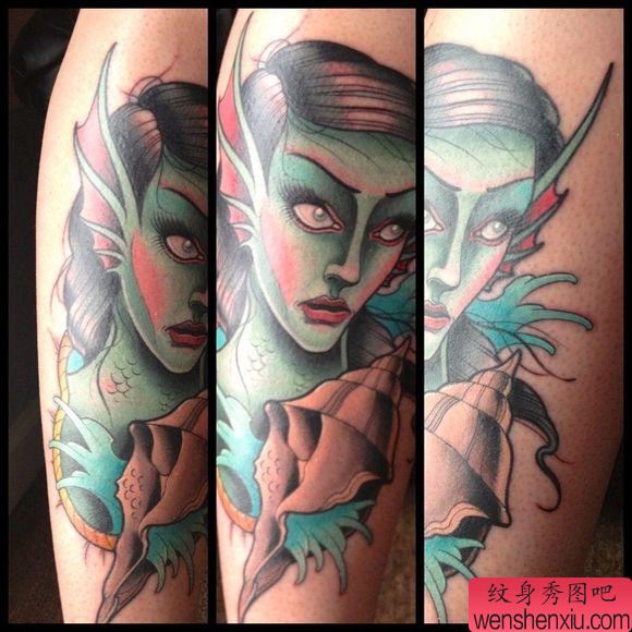 推荐一幅欧美school风格女性纹身图案