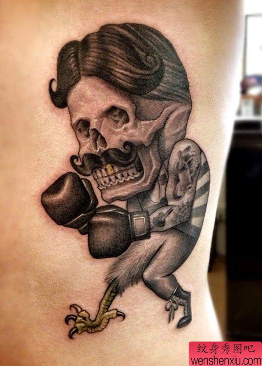 一幅欧美搞笑拳击纹身图案