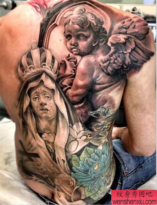 推荐一幅满背欧美天神纹身作品