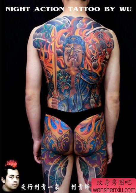 一幅霸气的满背地藏王纹身作品