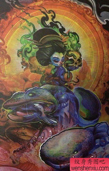 一幅怪异欧美人物纹身手稿