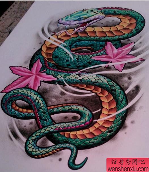 推荐一幅漂亮的蛇纹身手稿