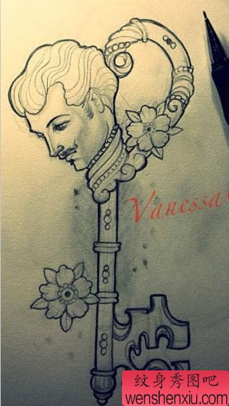 纹身秀图吧推荐一幅钥匙纹身手稿