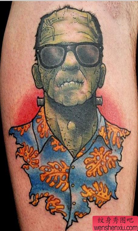 一幅欧美恐怖人物纹身图案