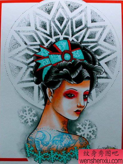 欣赏一幅点状几何形体纹身手稿