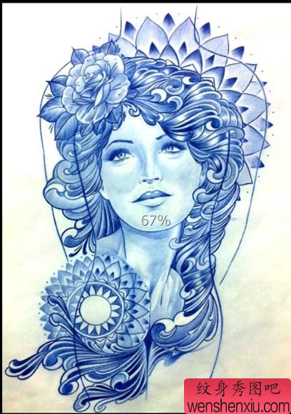 推荐一幅欧美女性纹身手稿