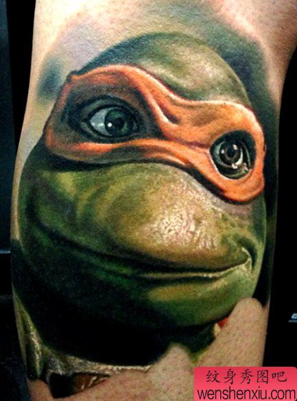 老兵纹身秀图吧推荐一幅忍者神龟纹身作品