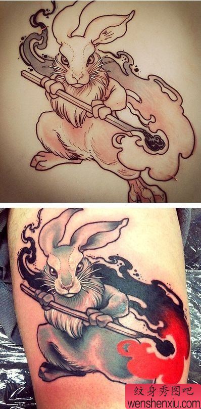 欣赏一幅个性的兔子纹身图案