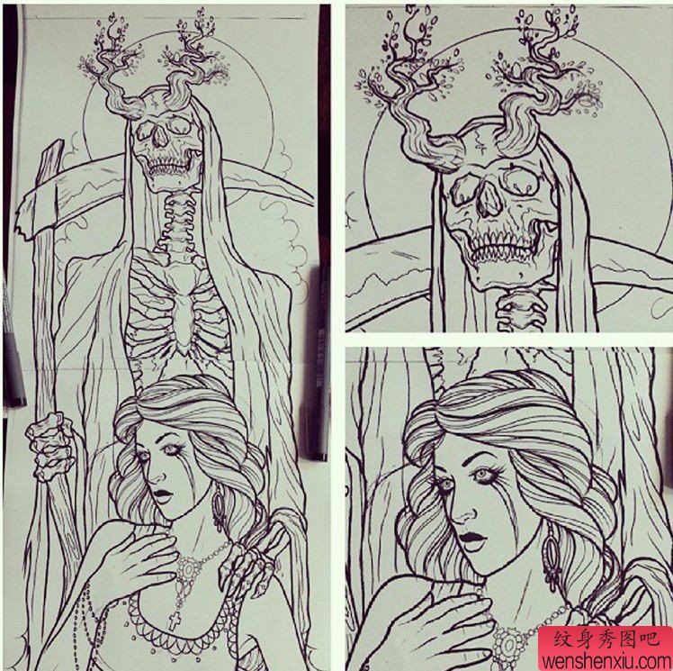纹身秀图吧推荐一幅死神纹身手稿