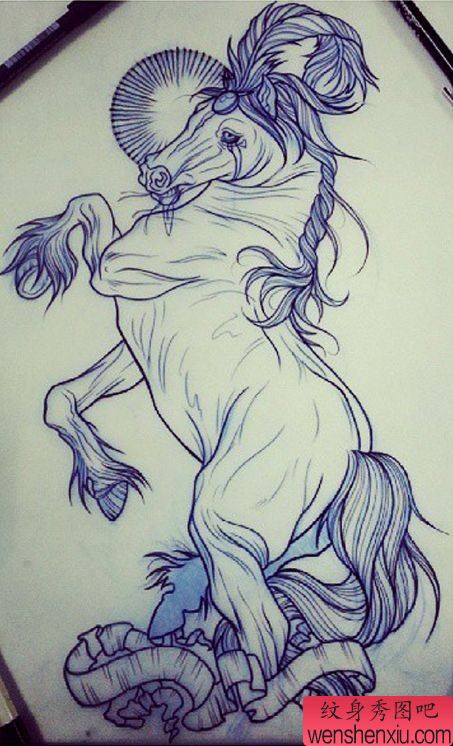 推荐一幅经典的马纹身手稿