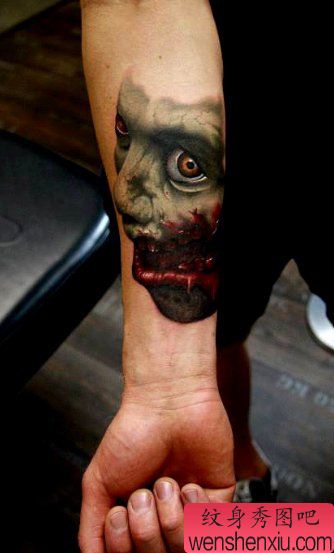 推荐一幅恐怖的欧美人物纹身作品