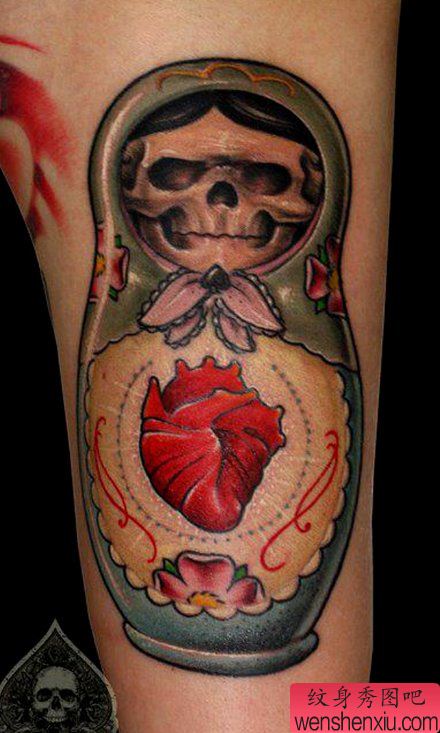 一幅欧美个性骷髅纹身图案