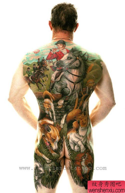 推荐一幅个性的满背动物纹身作品