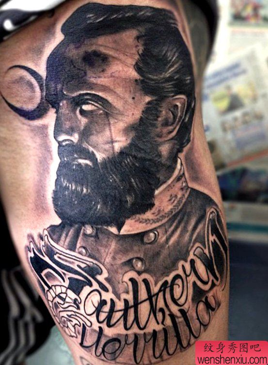 推荐一幅欧美人物肖像纹身作品