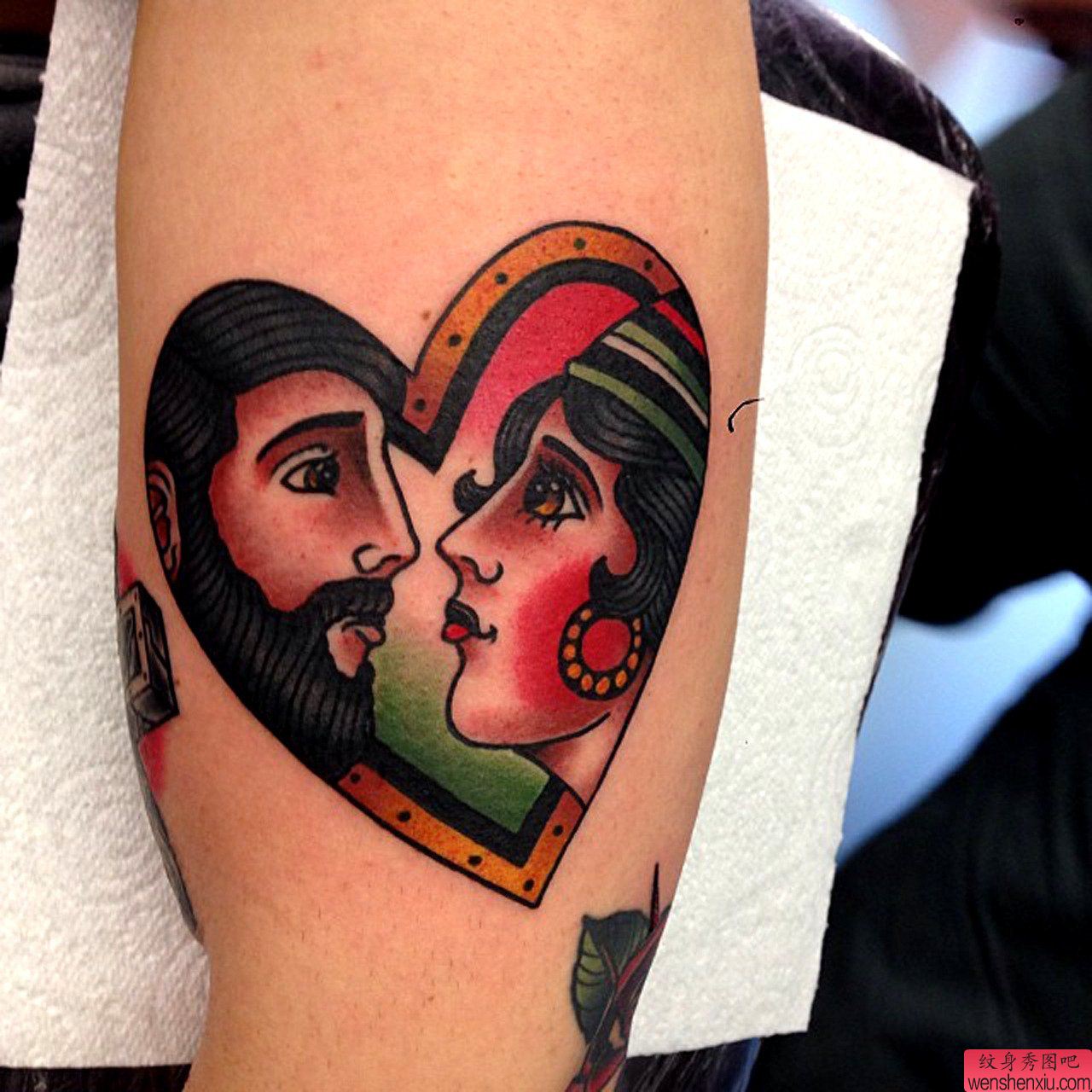 老兵纹身秀图吧推荐一幅爱心人物纹身作品