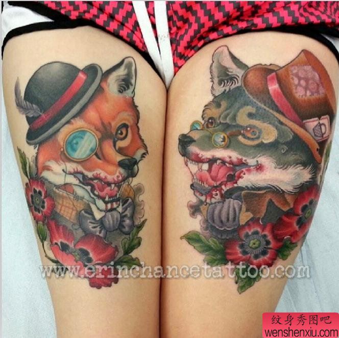 推荐一幅大腿个性的动物纹身图案