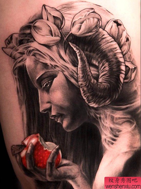 推荐一幅漂亮的欧美人物肖像纹身图片