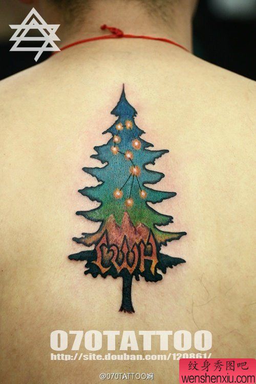 老兵纹身秀图吧推荐一幅个性的圣诞树纹身图案
