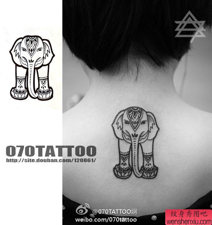 老兵纹身秀图吧推荐一幅大象纹身图案