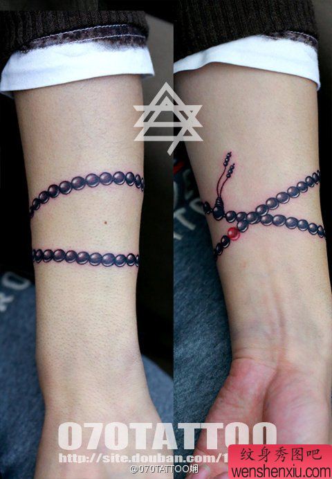 推荐一幅手臂手链纹身图案由纹身秀图吧
