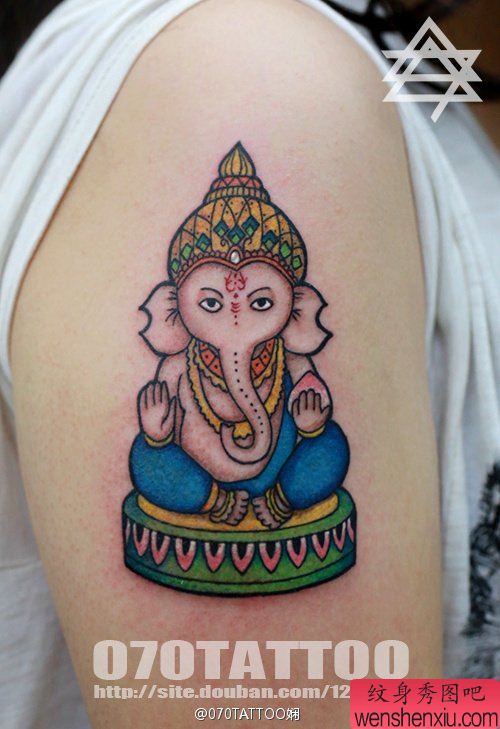 大臂象神纹身图案