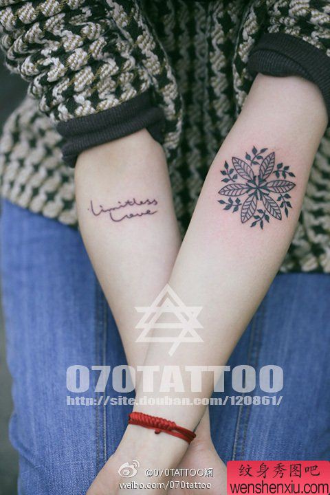 纹身秀图吧推荐一幅手臂字母图腾花纹身图案