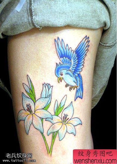 小清新手部百合文身作品