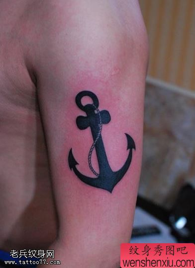 小清新胳膊船锚文身作品
