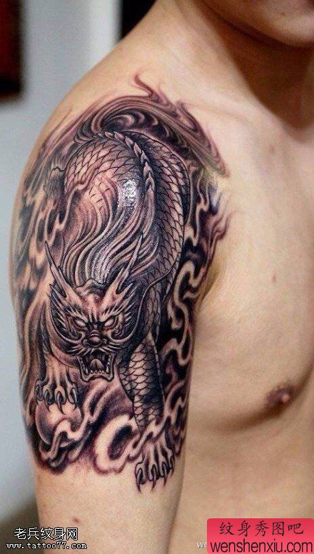 文身到推荐一幅肩部貔貅文身作品