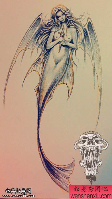 美人鱼文身手稿作品