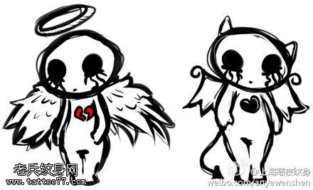 天使恶魔文身手稿作品由文身秀图吧分享