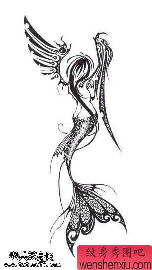 天使精灵文身手稿作品由文身秀图吧分享