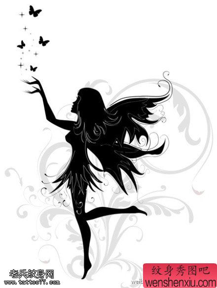 文身秀图吧推荐一幅天使精灵文身手稿作品