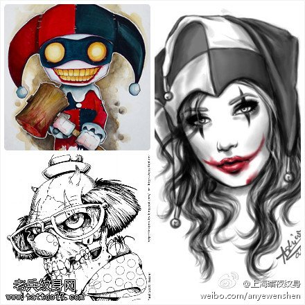 文身秀图吧分享一幅小丑文身手稿作品