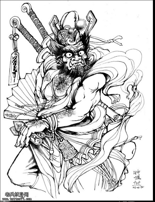 文身秀图吧推荐一幅钟馗文身线稿文身作品