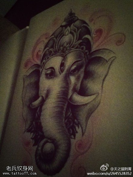 最好的文身馆推荐一幅象神文身图片