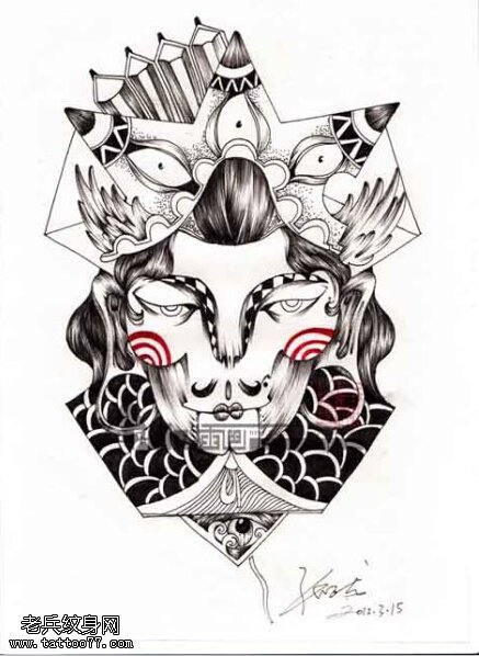 文身秀图吧推荐一幅创意小丑文身手稿作品