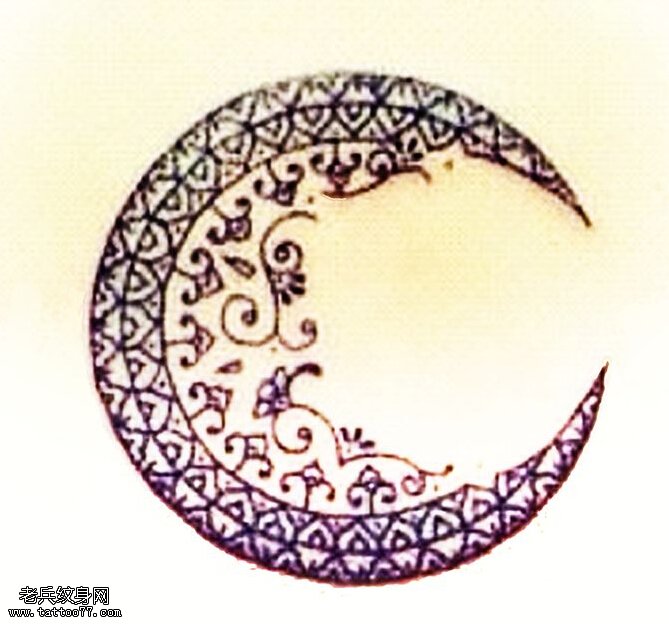 文身秀图吧推荐一幅月亮文身手稿作品