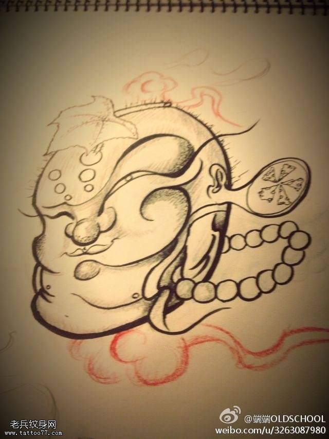 文身秀图吧推荐一幅达摩文身手稿作品