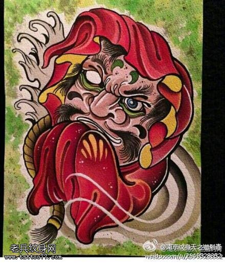 彩色达摩文身手稿图片